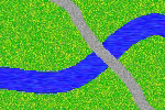 paved road crossing a river