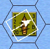 a rotated facing arrow